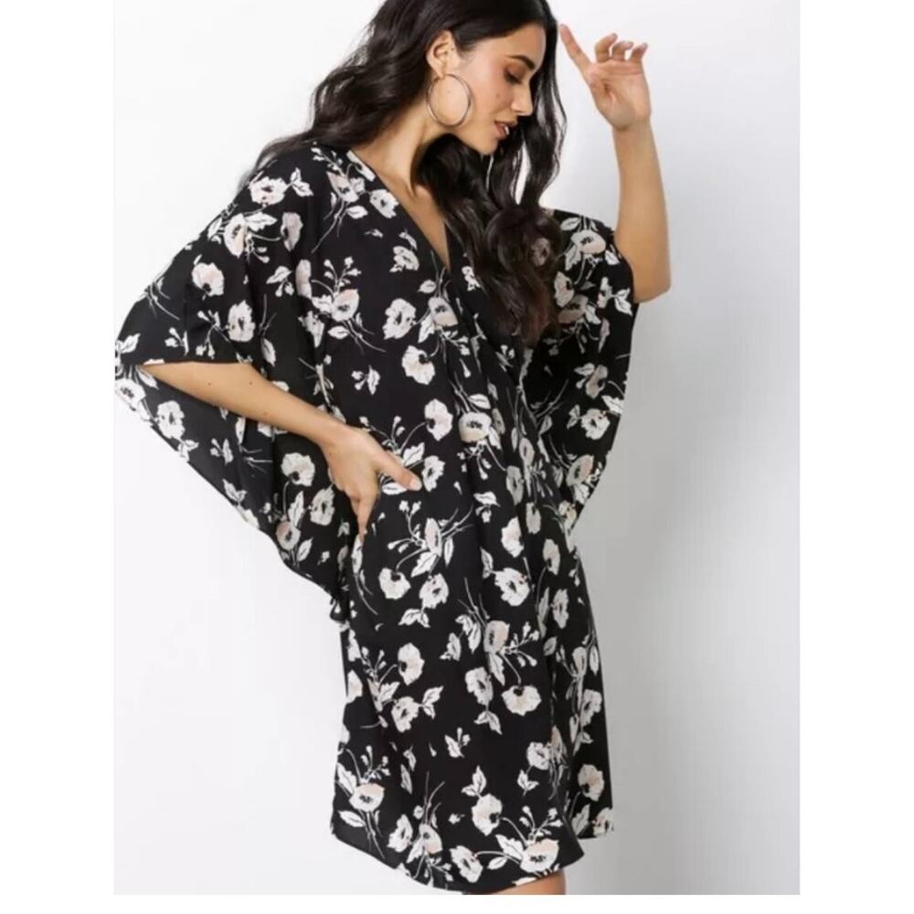 Lauren Ralph Lauren Dress 2X Braedyn Kaftan Boho Floral Kimono Flowy V-Neck